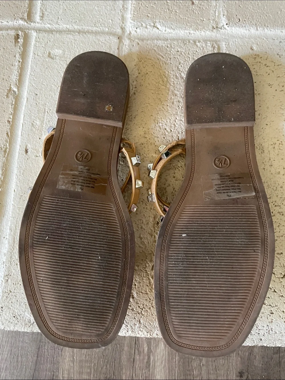 a new day Tan Studded Multi-Strap Slide Sandals